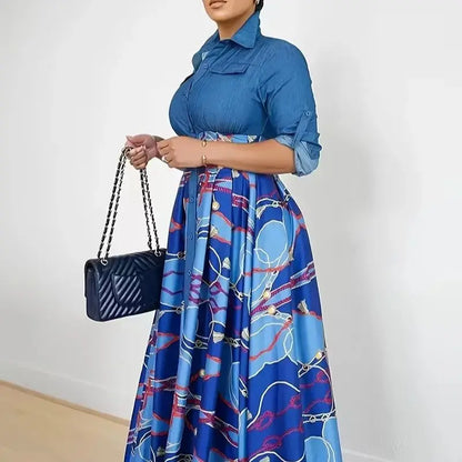 Women's Paisley Print Patchwork Dress
