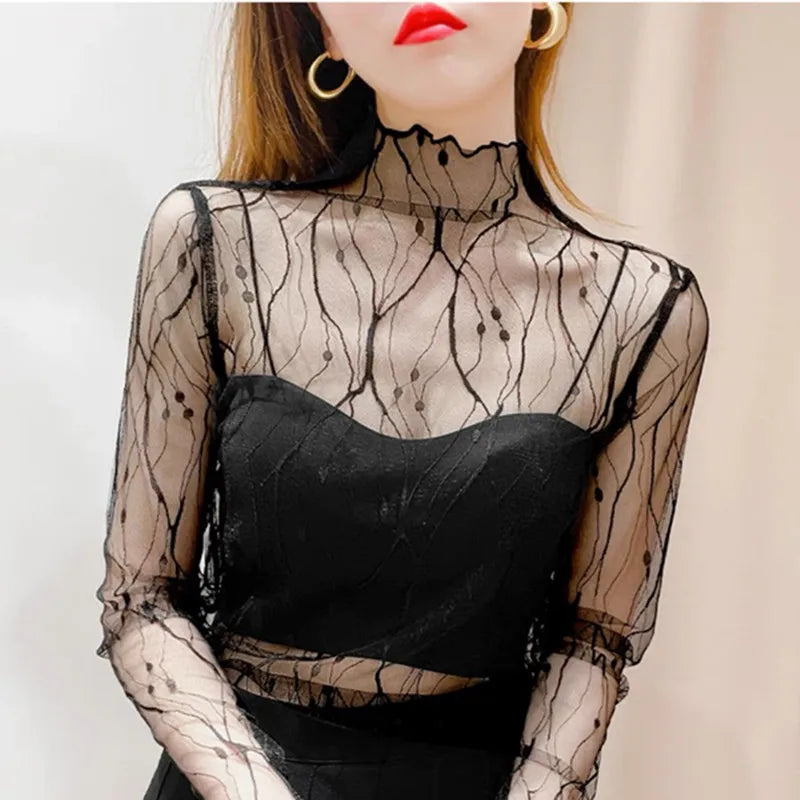 Lace Sheer  T-Shirt Fashion Mesh