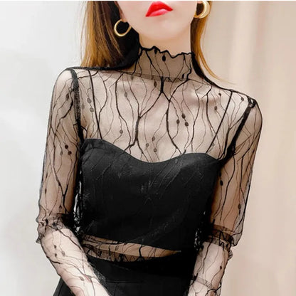 Lace Sheer  T-Shirt Fashion Mesh