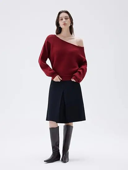 Cashmere Oversized Off Shoulder Pullover Sweaters