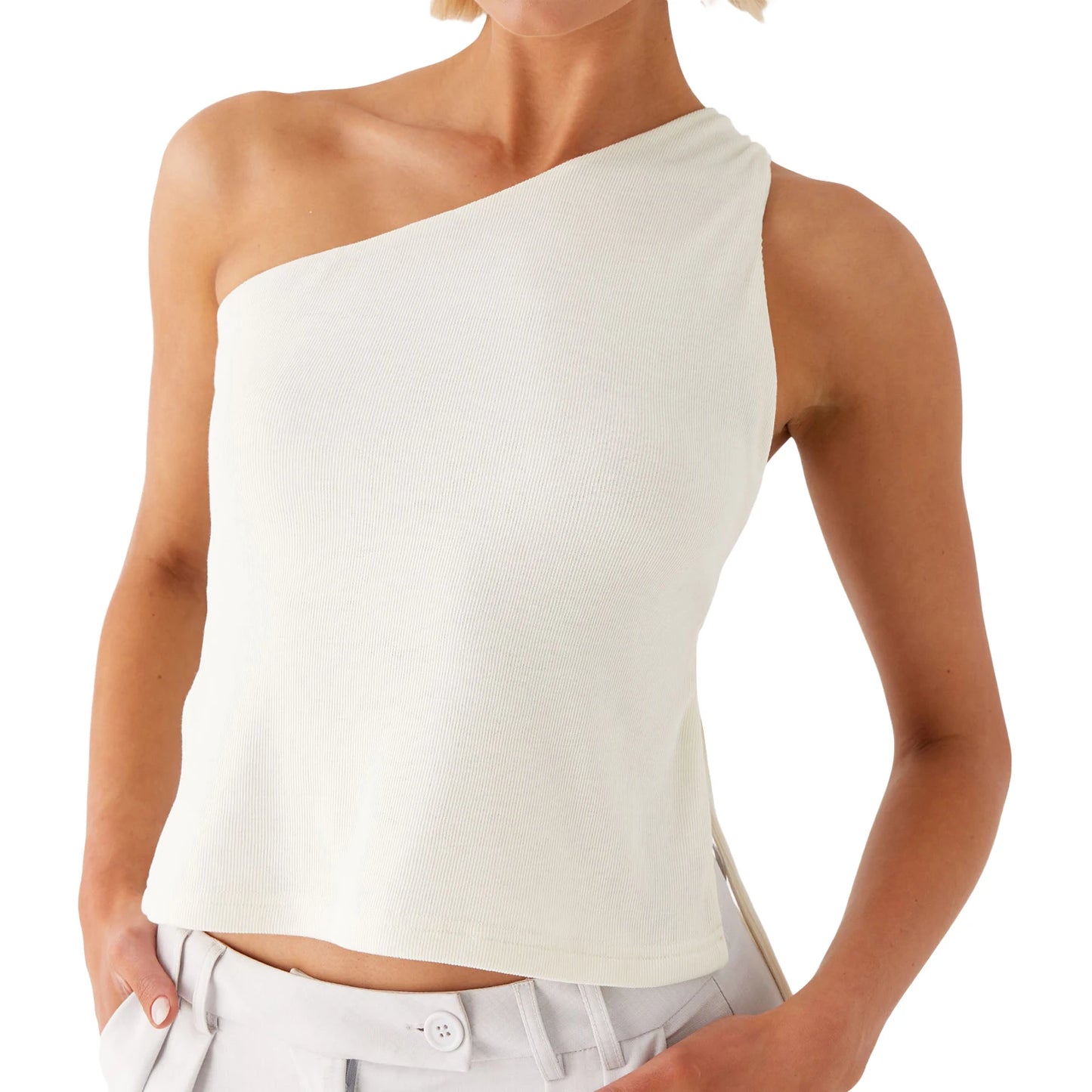 Elegant One Shoulder Blouse  Sleeveless