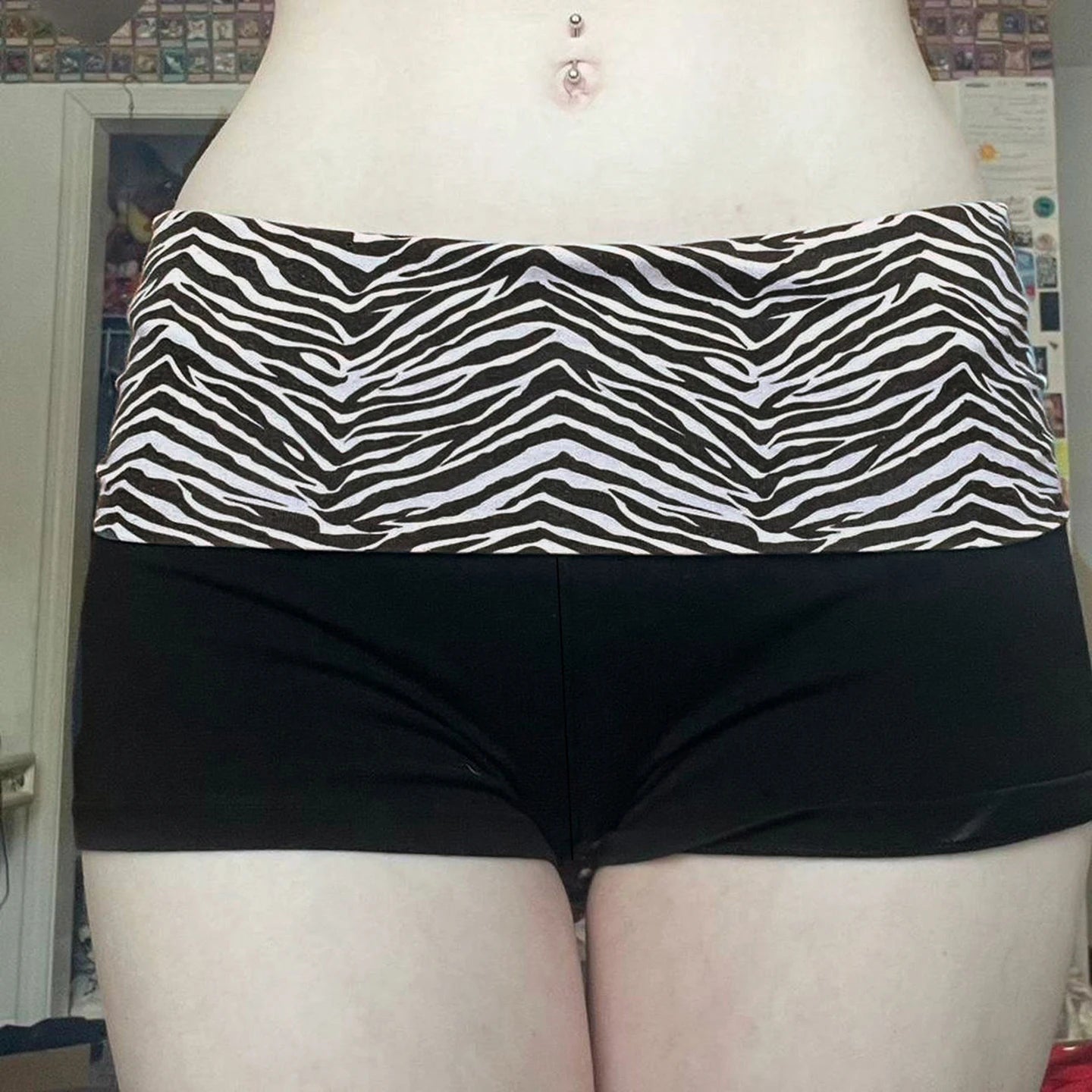 SUCHCUTE  Casual Zebra Print Elastic Shorts