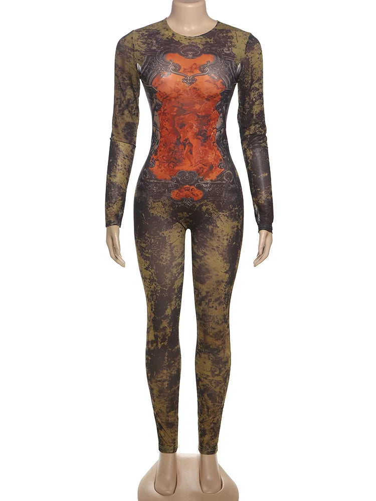 Sexy Fitness Jumpsuit Women Tie-Dye