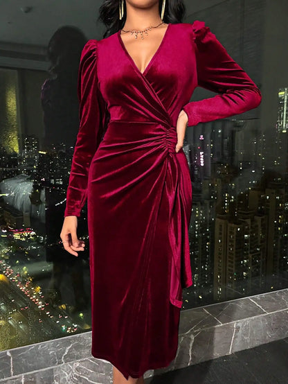 Unity Autumn Elegant Velvet Wrap Dress Max