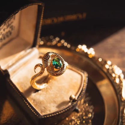 Unique Heavy-Duty Zircon Snake Ring