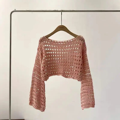Long Sleeve Crochet Knit Top