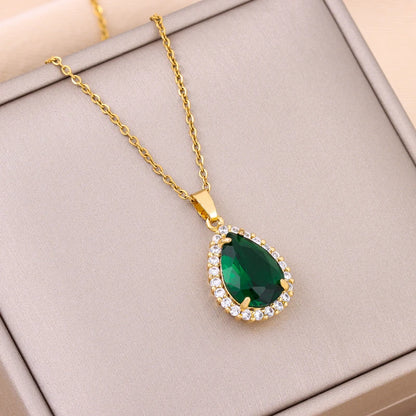 Green Zircon Crystal Pendant
