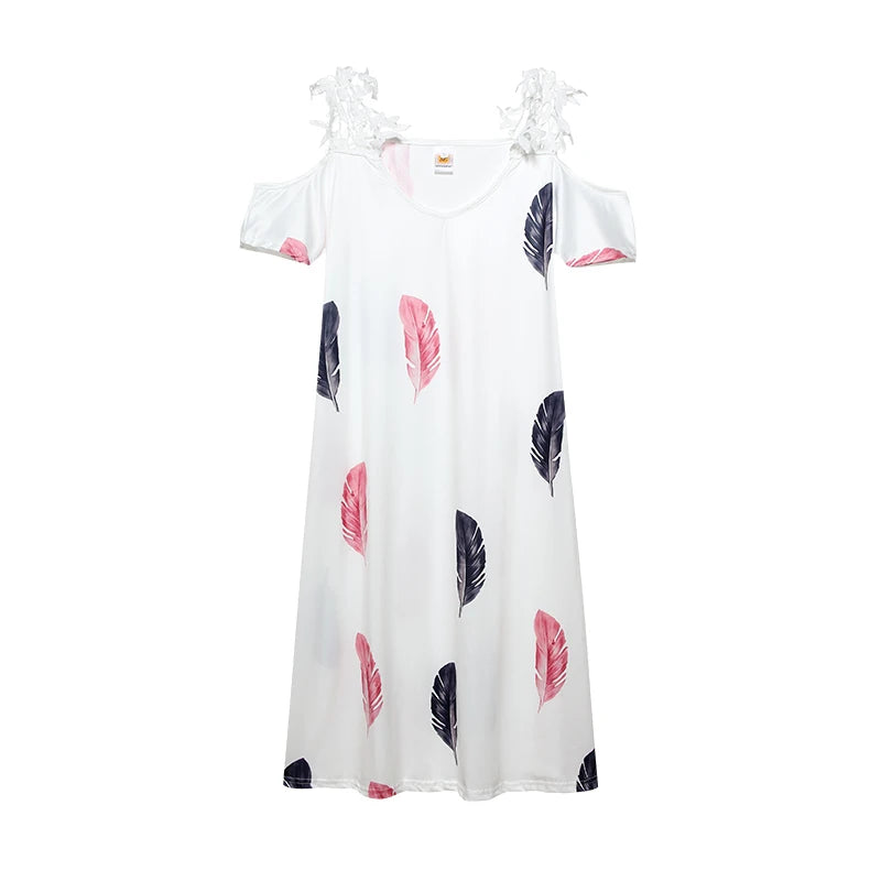Strapless Lace Batwing Sleeve Dress Print Skirt