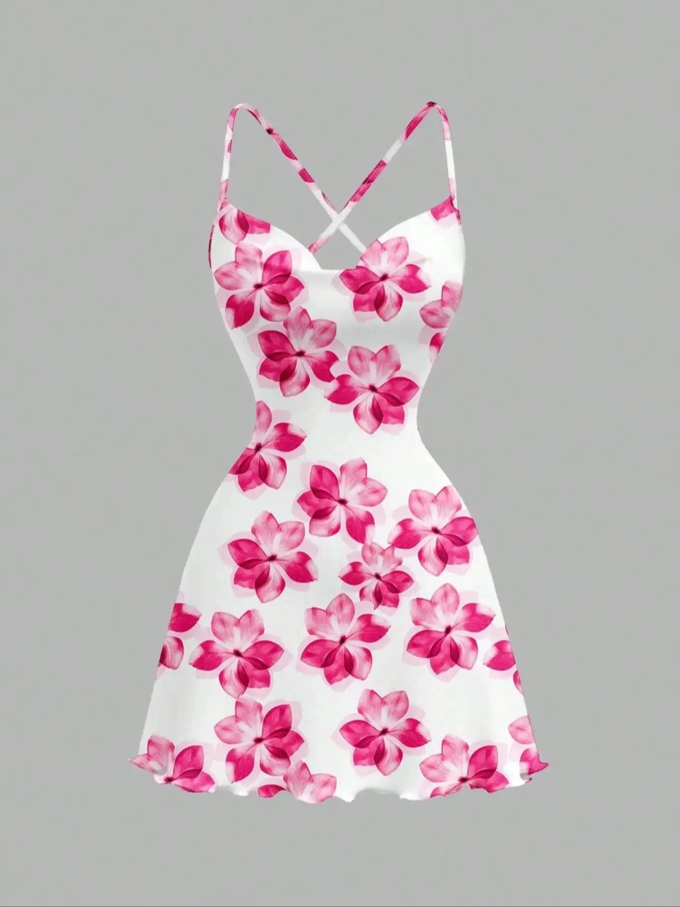 Off-Shoulder Backless Floral Print A-line Dress