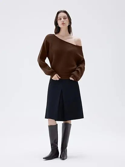 Cashmere Oversized Off Shoulder Pullover Sweaters