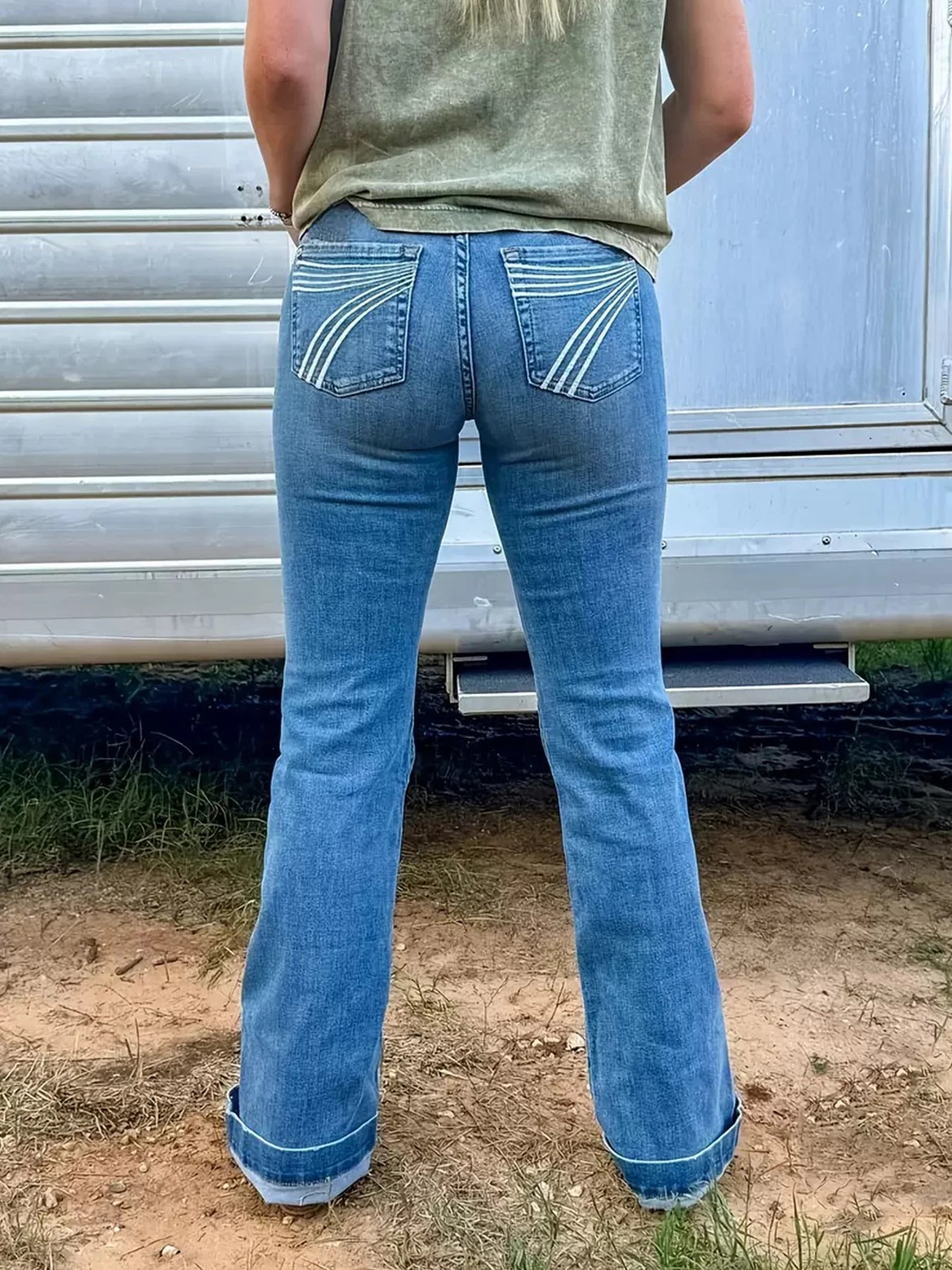 Women's High Waist  Embroidered  Jeans