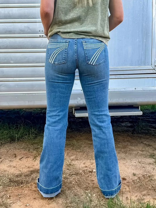 Women's High Waist  Embroidered  Jeans