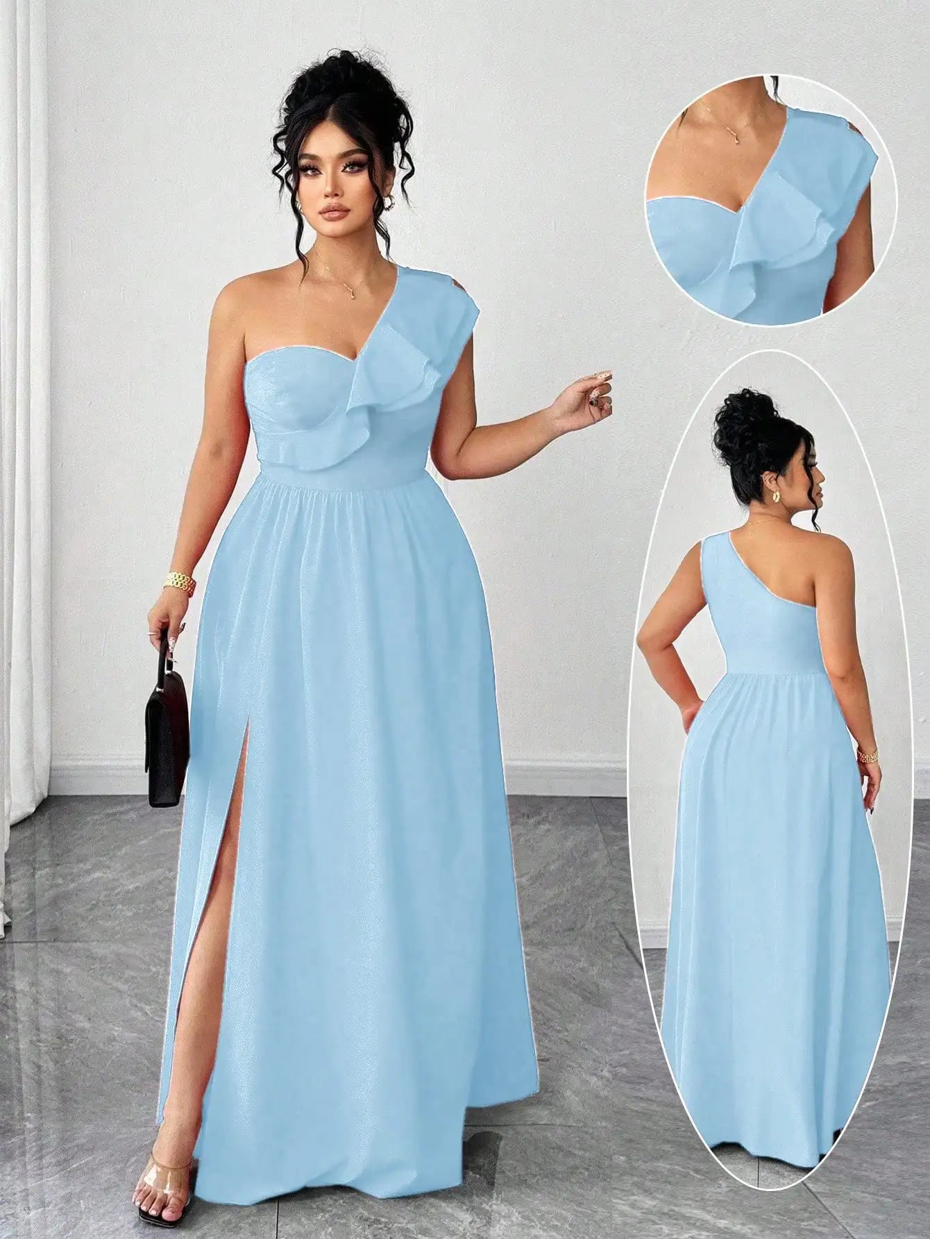 One-Shoulder Ruffle Maxi Dress