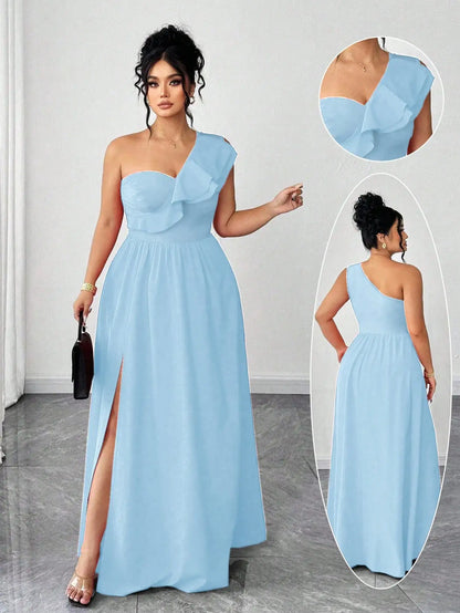 One-Shoulder Ruffle Maxi Dress