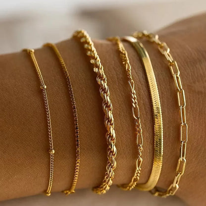 5-piece minimalist metal chain bracelet