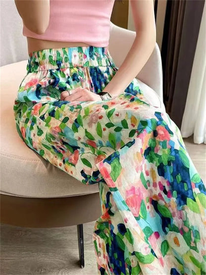 Beach Pants Loose Wide-Leg High Waist