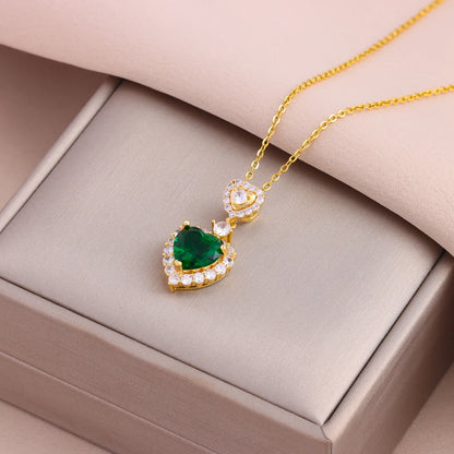 Green Zircon Crystal Pendant
