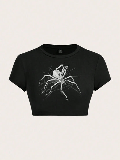 Black Crop Short Sleeve T-Shirt
