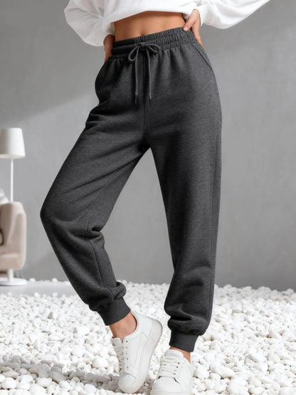 Womens Solid Color Autumn Sweatpants  Woman All-Match Drawstring Pant Y2K Colorful Jogging Pants Fashion Fleece Sportspants