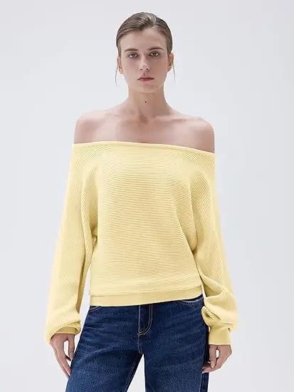 Cashmere Oversized Off Shoulder Pullover Sweaters