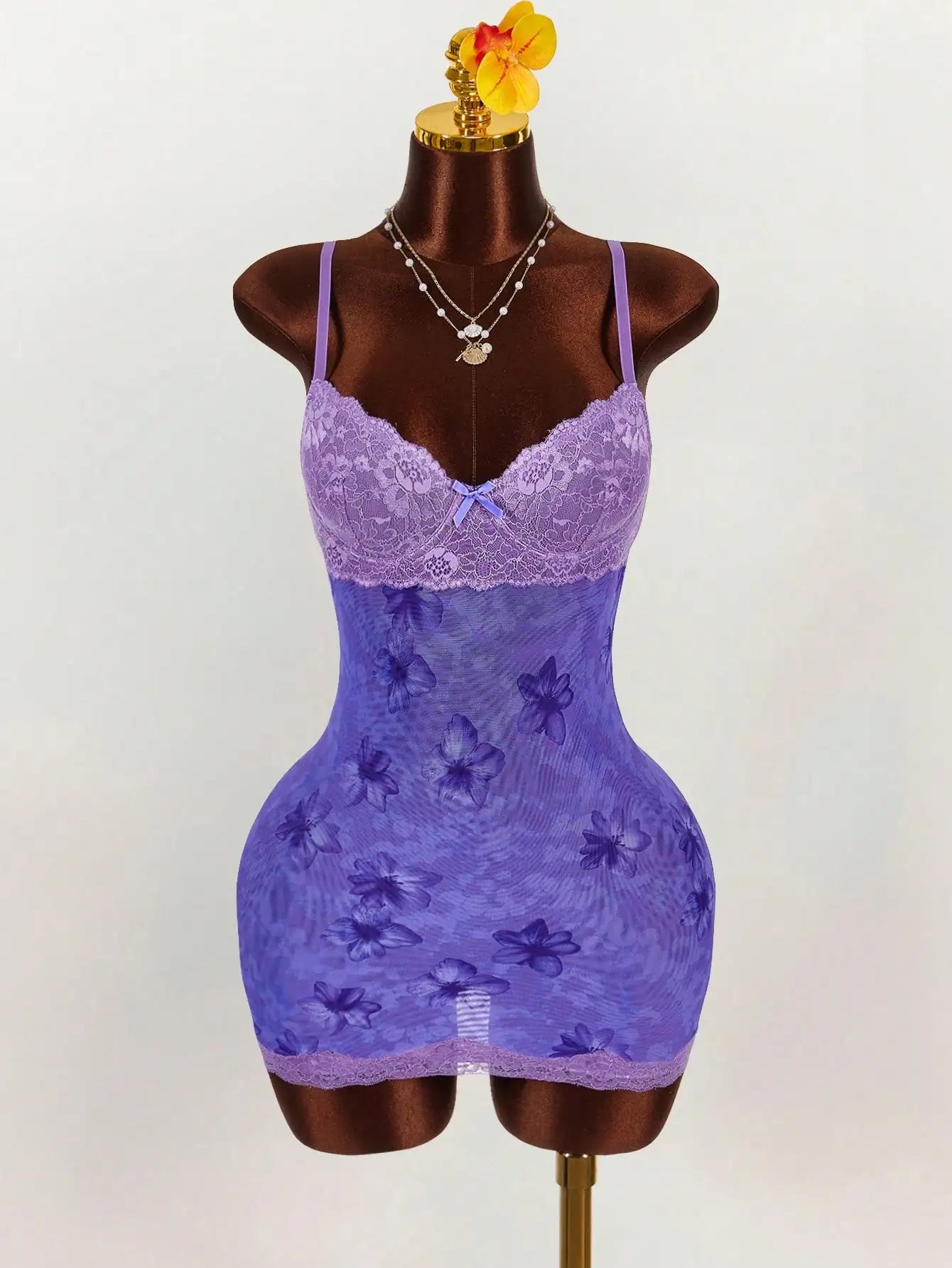 Floral Lace Mesh Bodycon Mini Dress