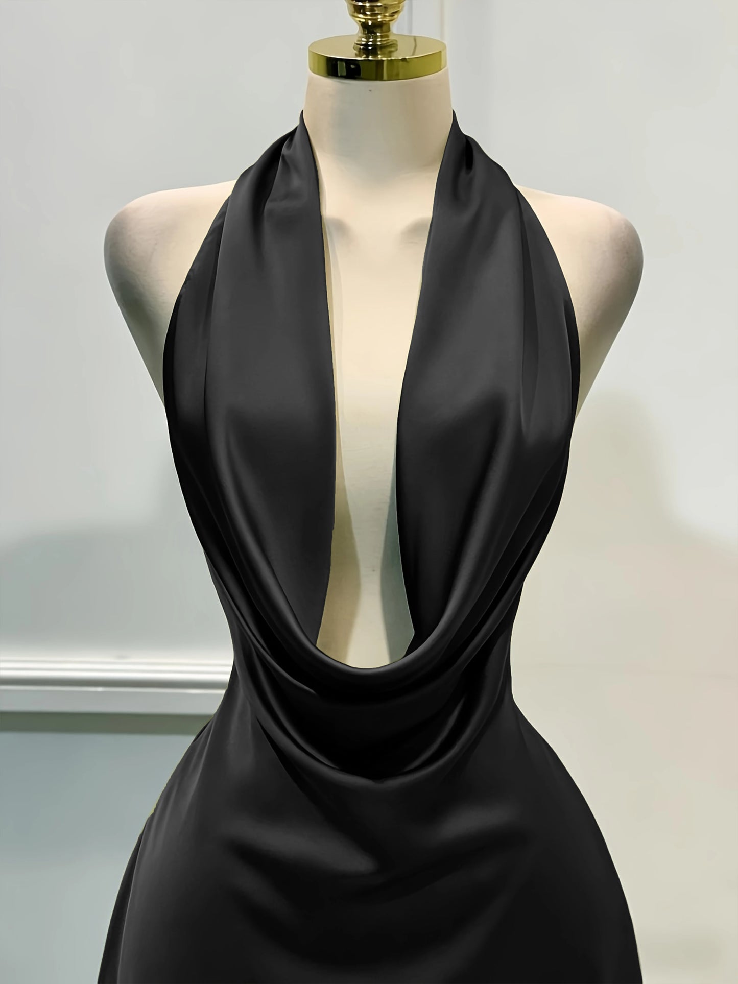 Elegant Satin, Open Back Fitted Midi Dress,
