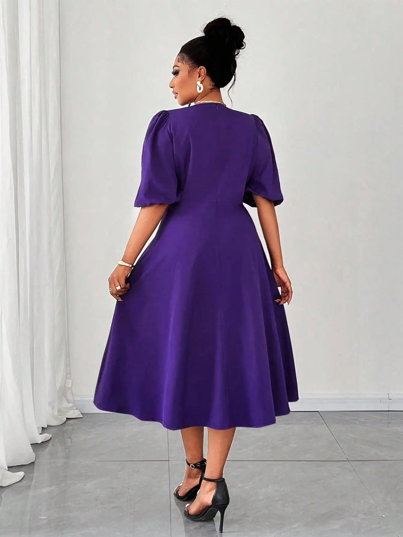 Puff Sleeve Midi Dress