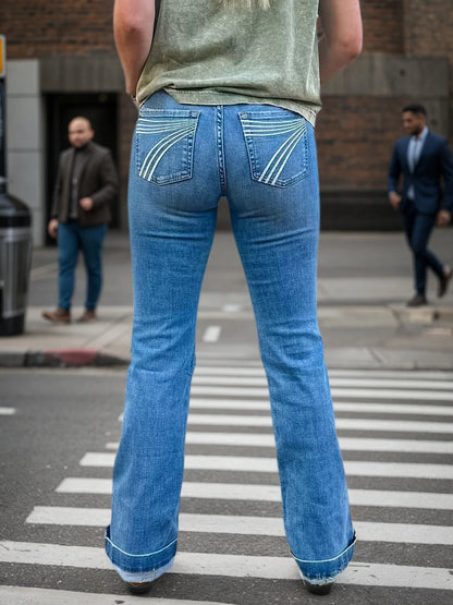 Women's High Waist  Embroidered  Jeans