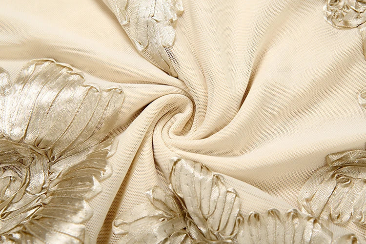 Elegant Flower Embroidery Maxi Dress