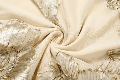 Elegant Flower Embroidery Maxi Dress