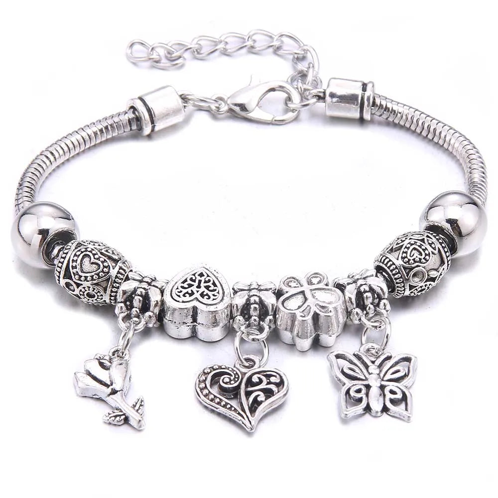 White Butterfly Charm Bracelet & Bangles