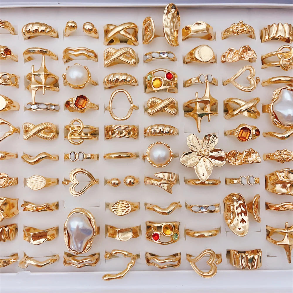 Elegant Flowers Geometric  Rings
