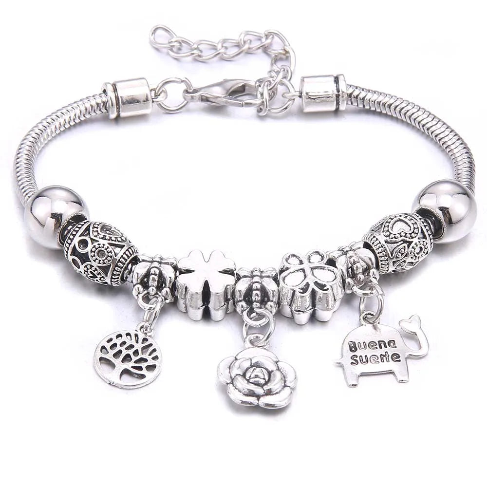 White Butterfly Charm Bracelet & Bangles