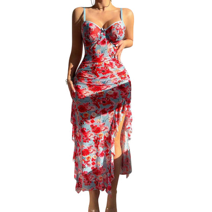 Lace Trimmed Satin Nightgown Spaghetti Strap