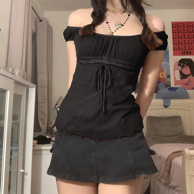 Sweet Lace Women Off Shoulder Tops