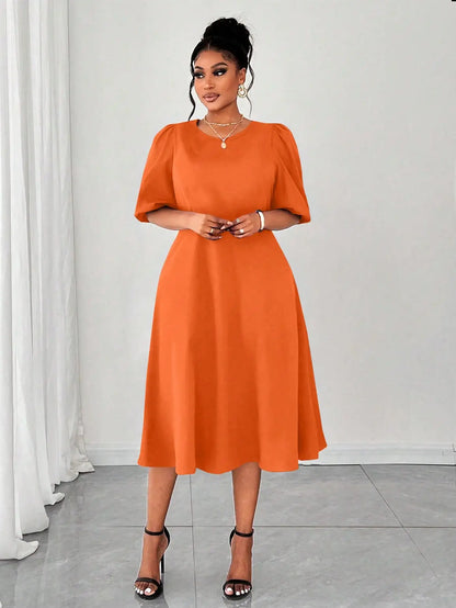 Puff Sleeve Midi Dress