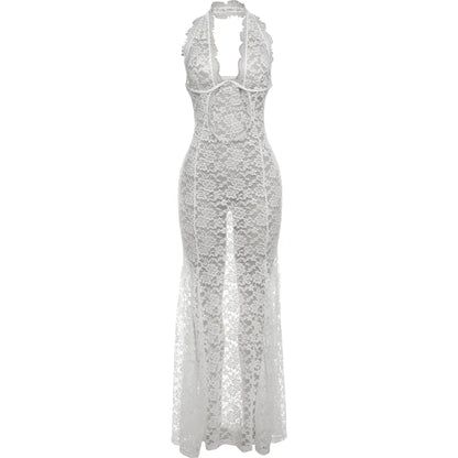 Weird Puss Lace Sexy Halter Dress