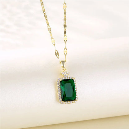 Green Zircon Crystal Pendant
