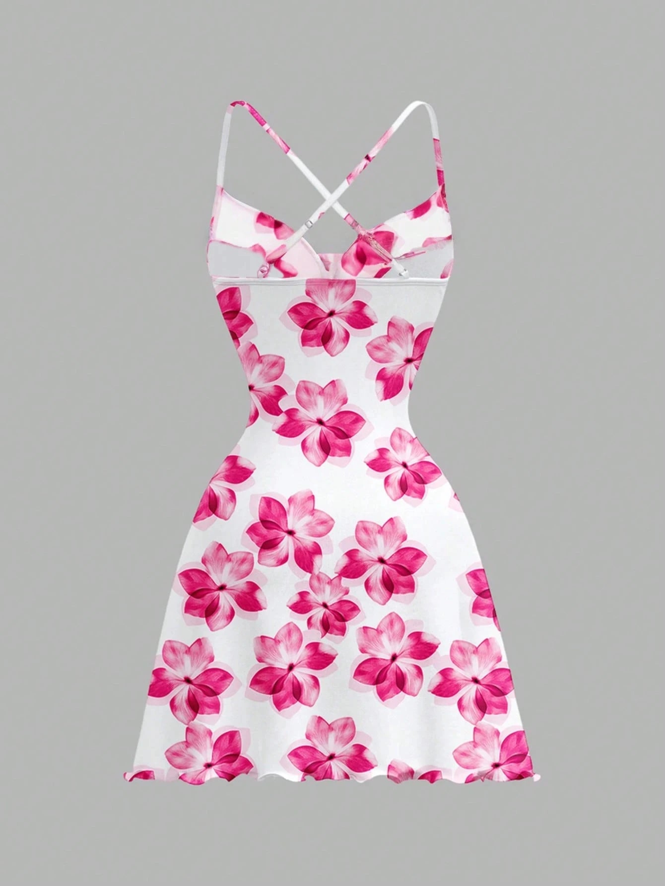 Off-Shoulder Backless Floral Print A-line Dress
