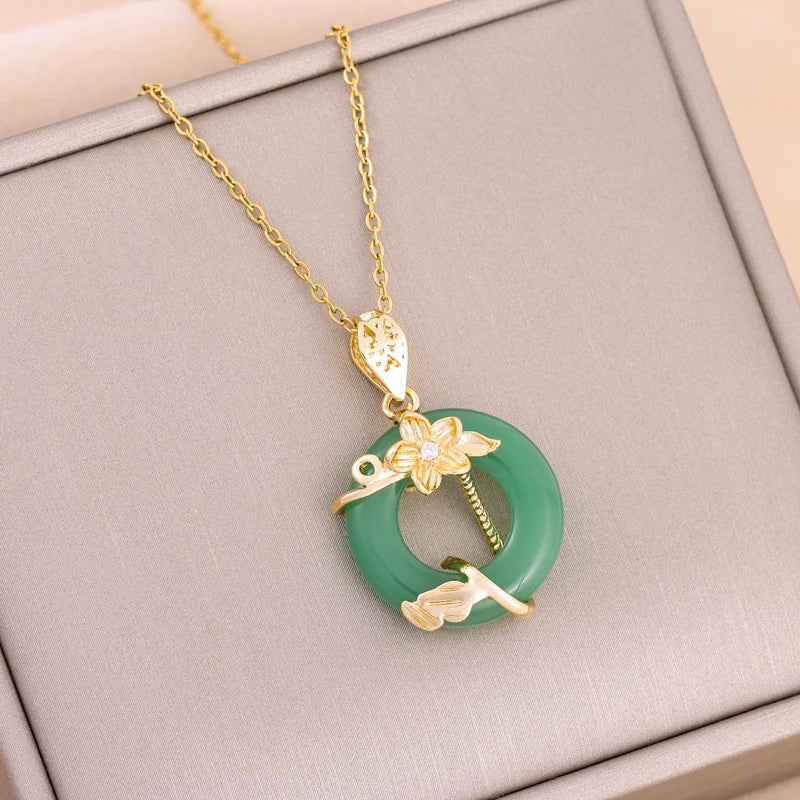 Green Zircon Crystal Pendant
