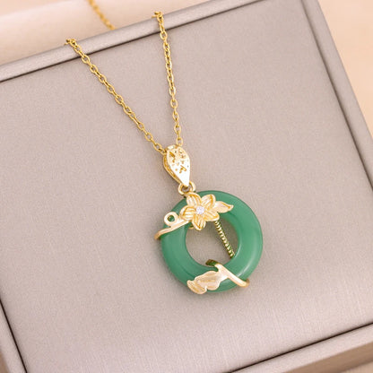 Green Zircon Crystal Pendant