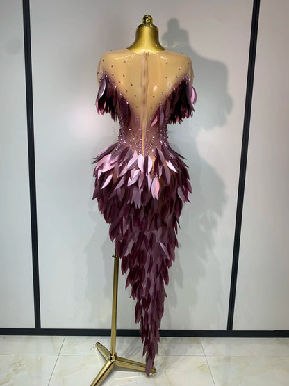 Sexy Mesh See Through Diamonds Bodycon Dress