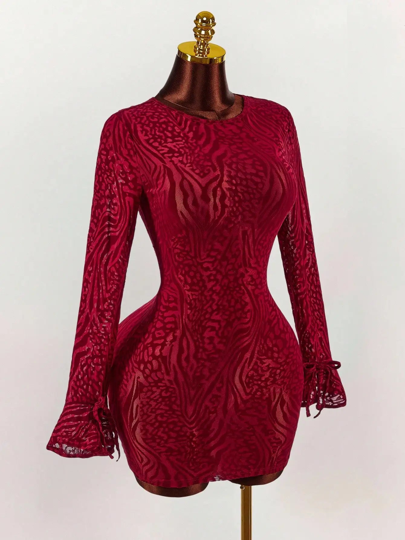 Sequin Elegant Mini Dress, Leopard Print
