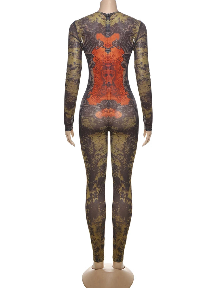Sexy Fitness Jumpsuit Women Tie-Dye