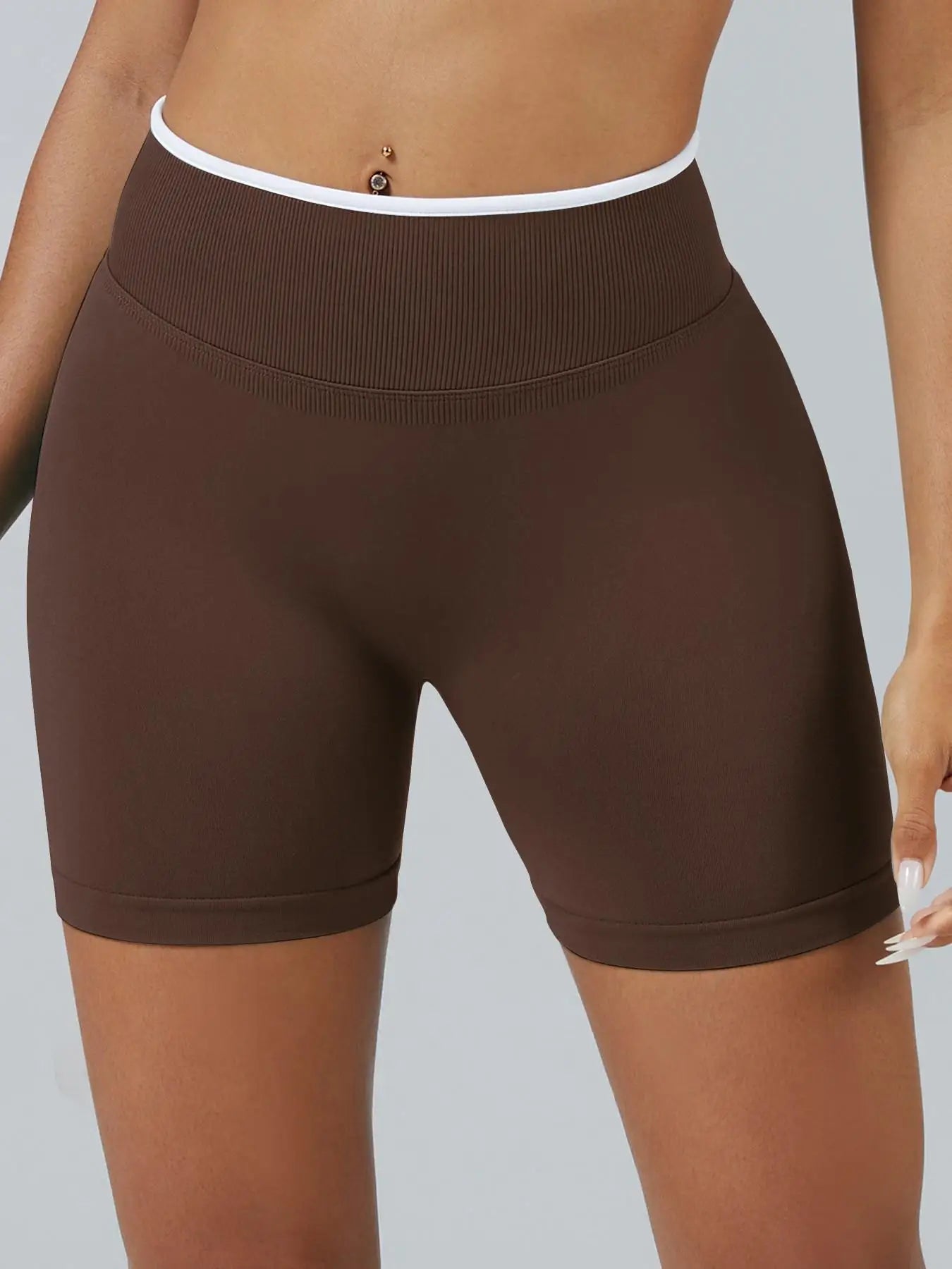 Seamless Color Lock Yoga Shorts, High Waist