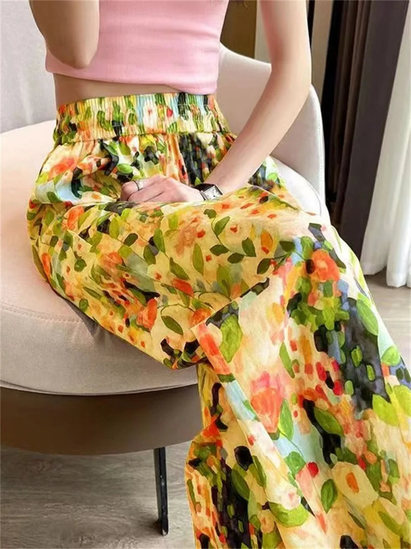 Beach Pants Loose Wide-Leg High Waist