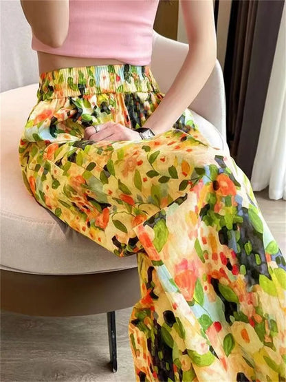 Beach Pants Loose Wide-Leg High Waist