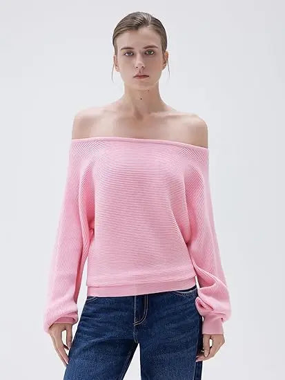 Cashmere Oversized Off Shoulder Pullover Sweaters