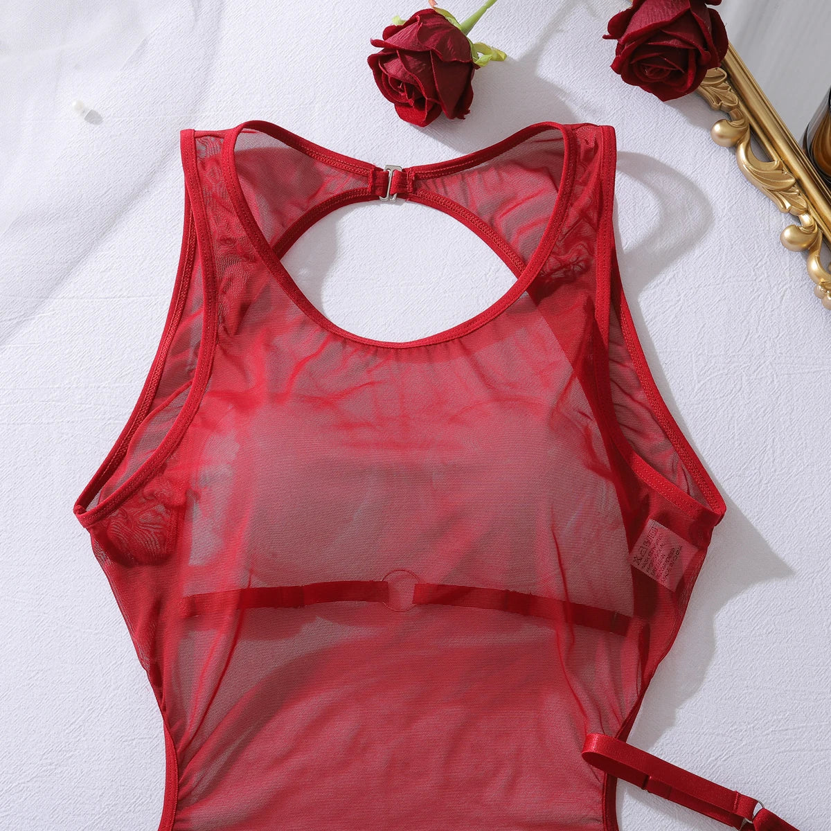 Women's Seductive Sheer Backless Tank Underwear Kit