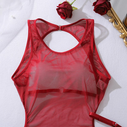 Women's Seductive Sheer Backless Tank Underwear Kit